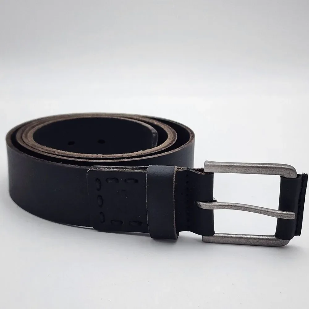 Timberland Men's Belt Size 48 Dark‎ Brown Genuine Leather Casual Pull-Up Jean